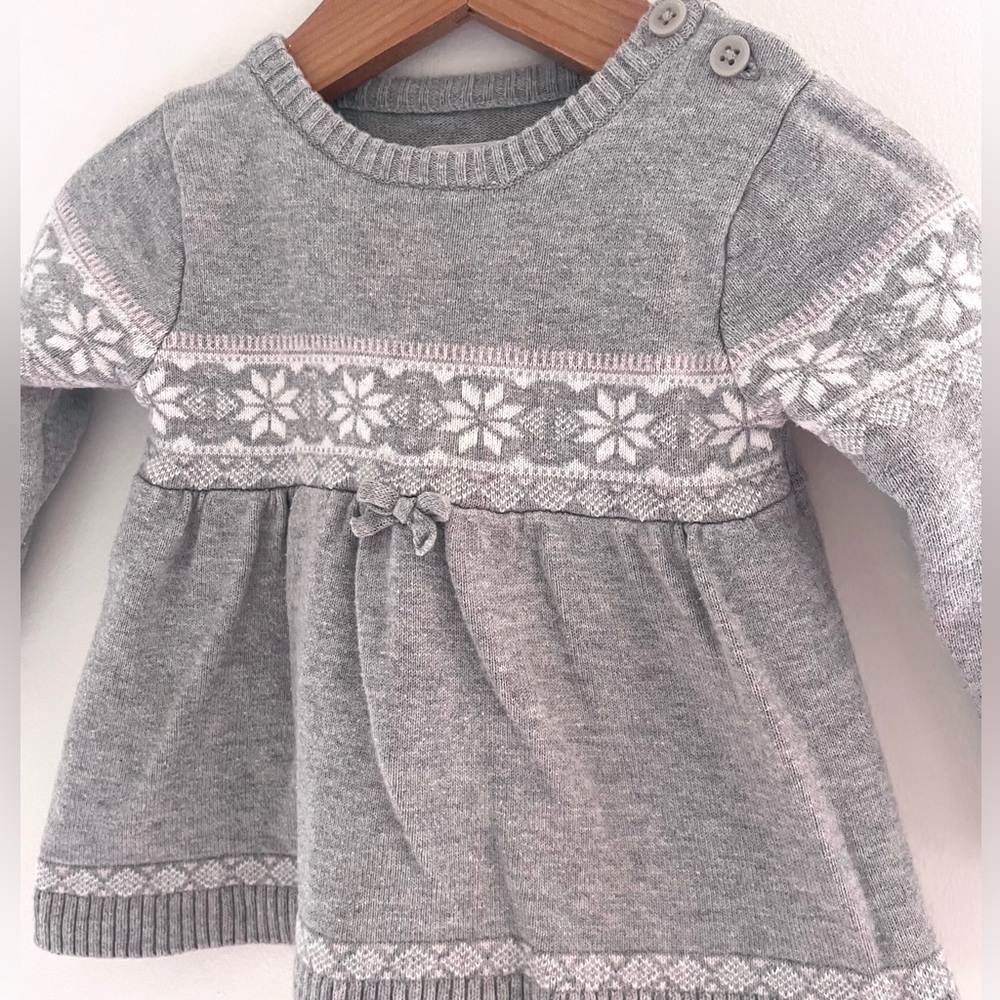 4/$20💥Snowflake Fair Isle Sweater Dress! Long Sleeves, Gray Pale Pink & White